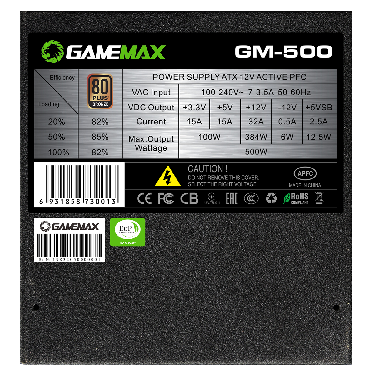 GM500 500W 80 Plus Bronze Modular Power Supply - GameMax UK