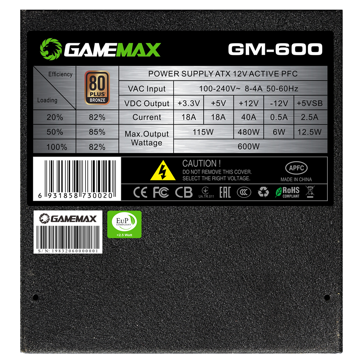 Fonte Gamemax 600W, 80 Plus Bronze, Semi-Modular - GM600 P-1629 - Fonte Gamemax  600W, 80 Plus Bronze, Semi-Modular - GM600 - Gamemax