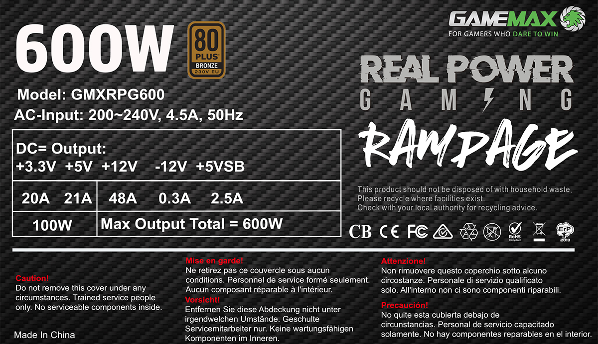 Entry PSU Done Right - GameMax RPG Rampage 600W 